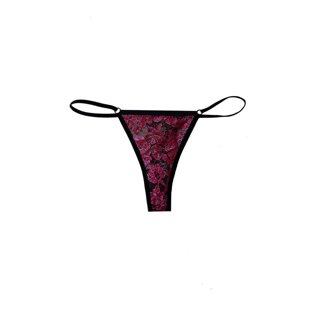 NEW TITOV women's beth floral lace thong in black & pink